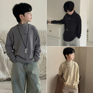 儿童中领德绒发热打底T恤1109 男童女童长袖 大E小e童装 25秋冬新款