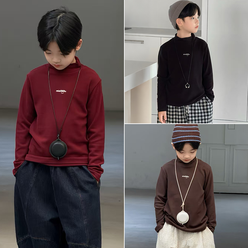 大E小e男女童韩版中领发热打底衫