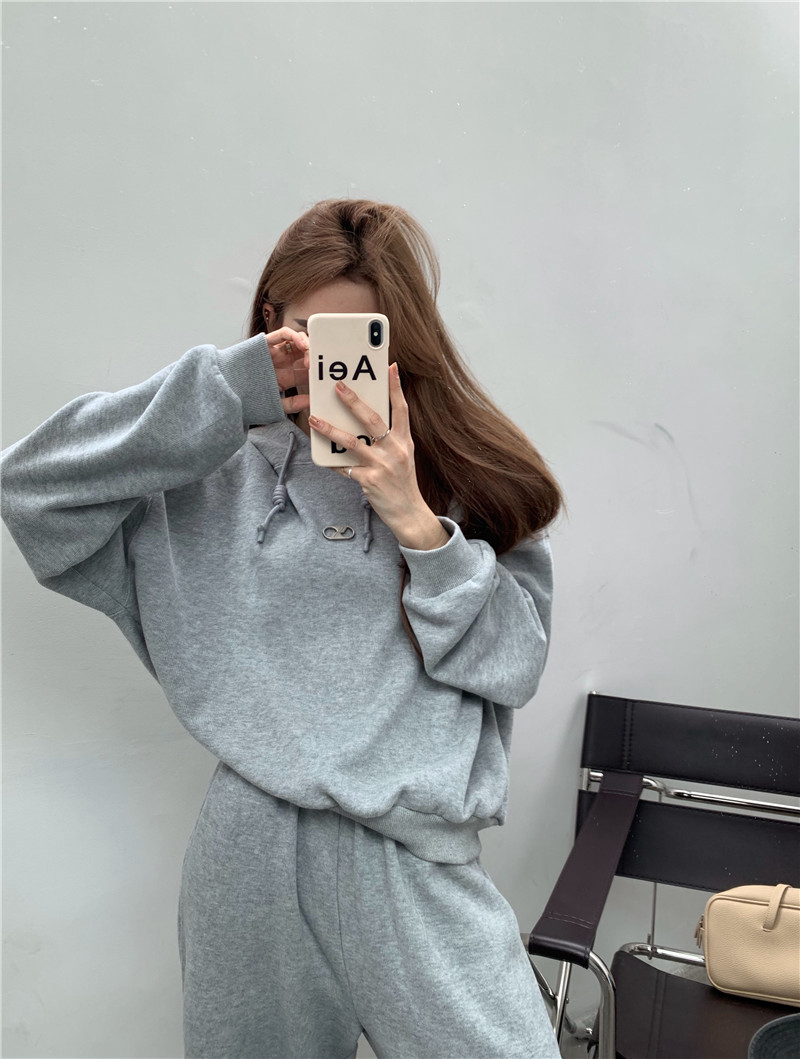 Real shot real price Korean loose hooded sweater high waist casual Leggings