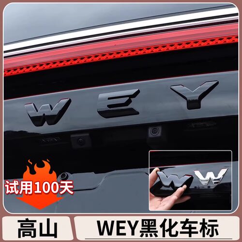 适用于魏牌高山7/8/9黑化车标WEY黑武士改装汽车外观配件装饰套件