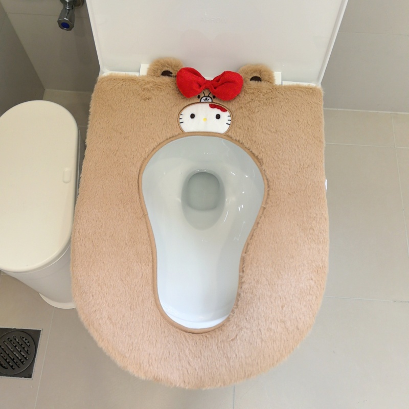 棕色变身适合箭型号人工学马桶垫毛绒马桶垫一体母子马桶圈坐垫套