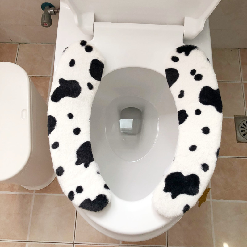 印花牛牛马桶坐垫家用马桶贴坐便器垫子圈坐便套毛绒马桶套粘贴