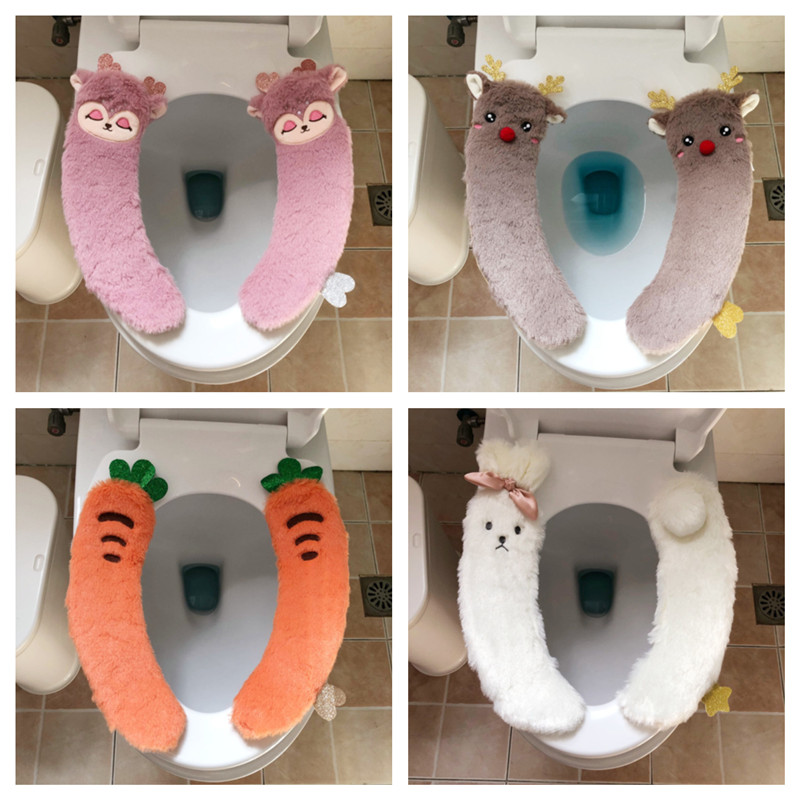 保暖马桶坐垫可爱卡通魔术贴毛绒
