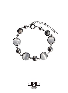 E5 STUDIO/E5集原创抬杠圈环钢球纹理石猫眼石手链情侣搭配个性