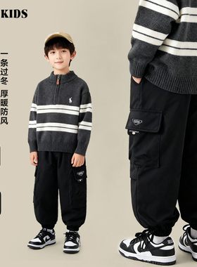 【蚕丝裤】儿童加绒裤2025新款男童冬款加厚冲锋裤DA7570华子童装
