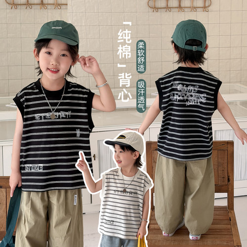 男童韩系条纹背心儿童夏季薄款休闲无袖t恤潮BD26805