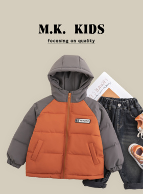 MK童装儿童冬款棉服男童潮酷时尚加厚冲锋衣外套2024新款DK7372