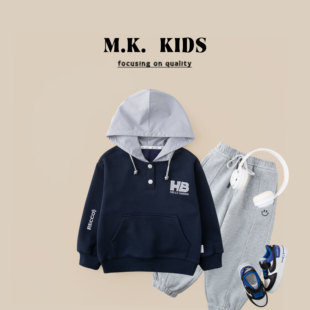 儿童卫衣2025新款男童秋季时尚潮流圆领连帽上衣BQ0815华子童装