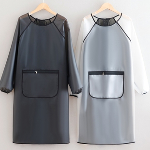 长袖防油防污围裙水产重油区理发专用工作服罩衣耐穿不变形加大