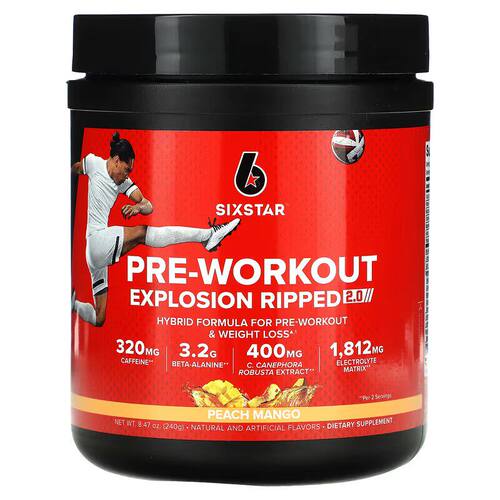 美国SIXSTAR六星氮泵锻炼前爆炸能量粉2.0提升运动表现和力量270g