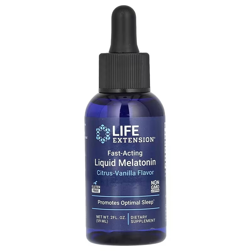 美国Life Extension 液体褪黑荷尔蒙安稳睡眠时差柑橘香草味59ml