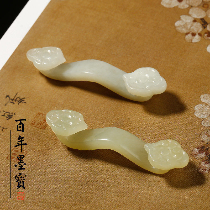 岫玉如意笔搁 多功能书法玉石笔架 初学者毛笔搁笔架山文房书法文