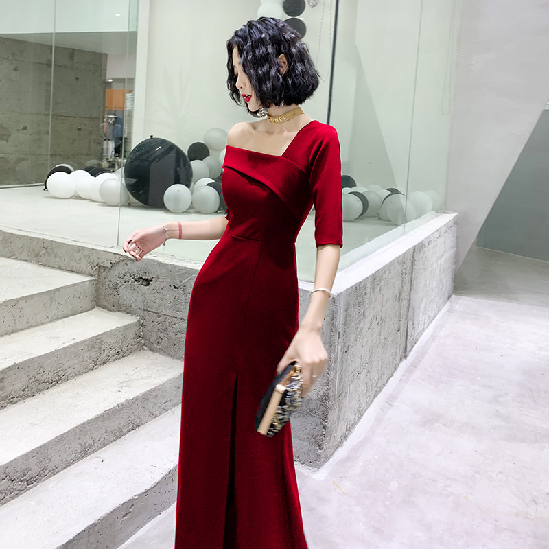 鱼尾新娘2025新款结婚红色长款年会晚裙女宴会气质显瘦