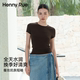 HENNY 上衣 显瘦圆领打底衫 RUE亨尼露蚕丝正肩短袖 T恤女夏修身