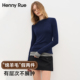 HENNY RUE亨尼露秋冬女士含绵羊毛撞色假两件慵懒百搭打底上衣T恤