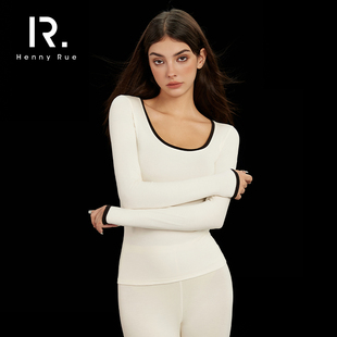 女长袖 大U领高级感保暖内衣 RUE秋冬北海道少女桑蚕丝套装 HENNY