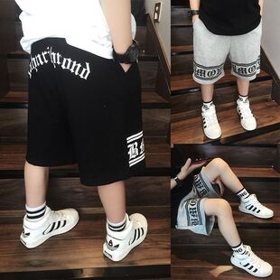 儿童装男童夏装宽松显瘦嘻哈街舞服装梵文字母印花运动裤纯棉短裤