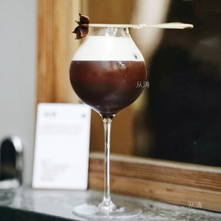 北欧ins风特调咖啡杯闻香杯玻璃高脚杯子餐厅创意香槟酒杯果汁杯