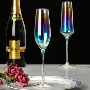 ins风北欧彩虹高脚杯水晶波尔多红酒杯创意个性 香槟酒杯喝酒杯子