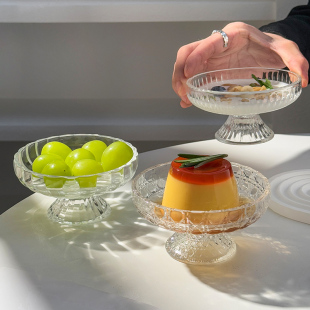 高颜值干果盘冰川玻璃水果盘点心盘家用客厅零食摆放盘糖果盘子