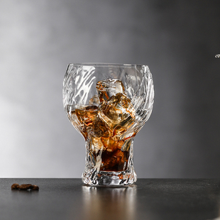 复古风设计感玻璃咖啡杯旋纹冰美式拿铁杯果汁冷饮杯创意啤酒杯子