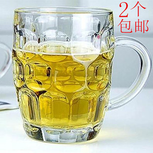 包邮 超大扎啤杯 水杯 发 耐热茶杯 批 带把玻璃杯 果汁杯 奶茶杯