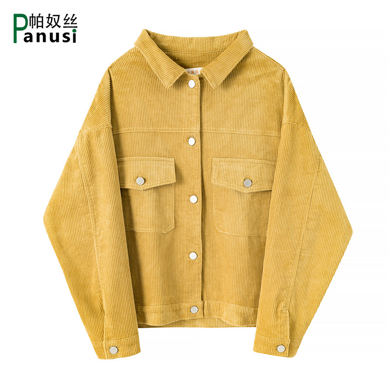 条绒短外套女春秋冬复古宽松百搭灯芯绒休闲工装夹克上衣2020新款