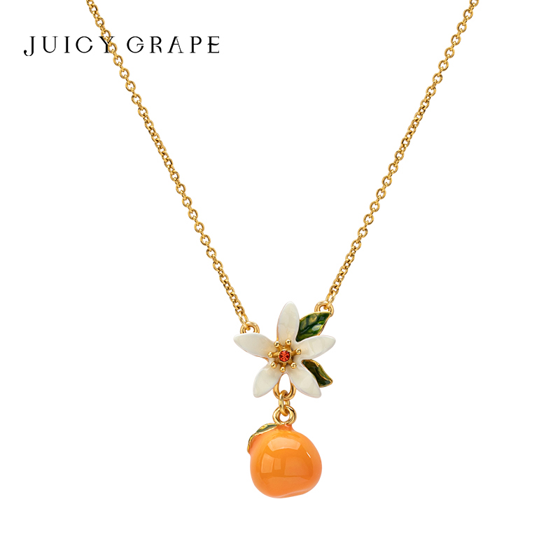 【大橘大利】橘子花朵珐琅项链