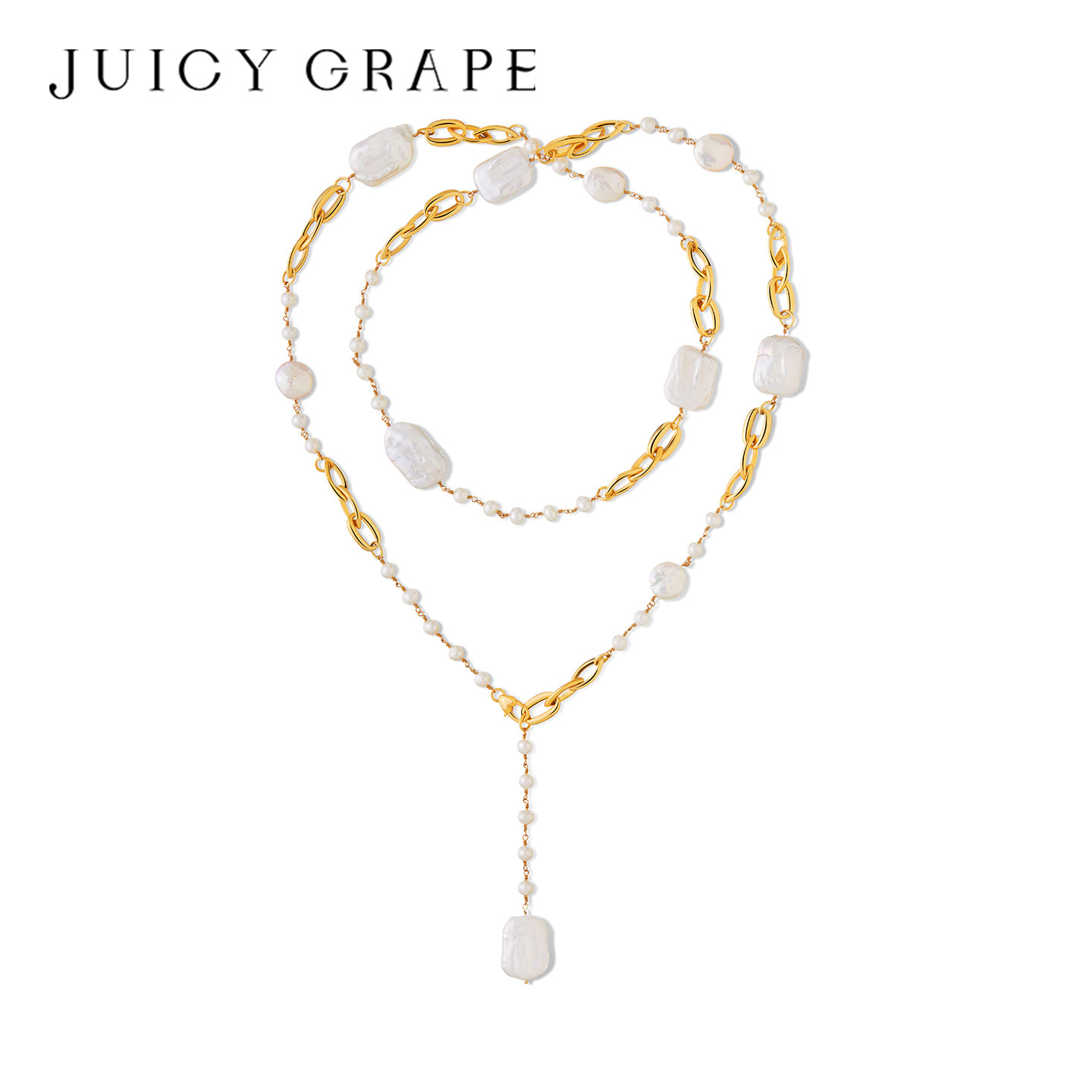 设计款巴洛克天然珍珠项链女异形不规则长款轻奢高级感叠戴毛衣链