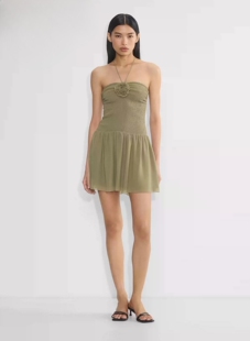 外贸原单Aritzia Wilfred挂脖浪漫花朵雪纺连衣裙