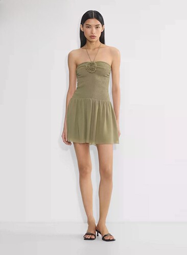 外贸原单Aritzia Wilfred挂脖浪漫花朵雪纺连衣裙
