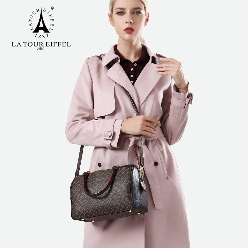 艾菲尔包包女新款欧美百搭斜跨单肩包女包手提包时尚波士顿包