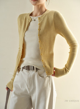 【蜜蜂欢乐社】JWUNIQUE浅蓝色假两件羊毛针织衫设计感长袖上衣