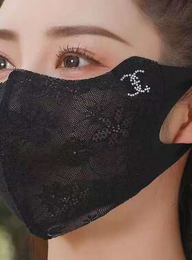 蕾丝防晒口罩高颜值新款女冰丝夏季立体护眼角透气轻薄防紫外线面