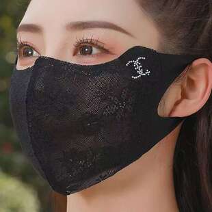 蕾丝防晒口罩高颜值新款女冰丝夏季立体护眼角透气轻薄防紫外线面