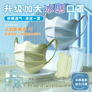 口罩加大加宽冰冷感夏季薄款蝶形高颜值显脸小防晒护眼角一次性号
