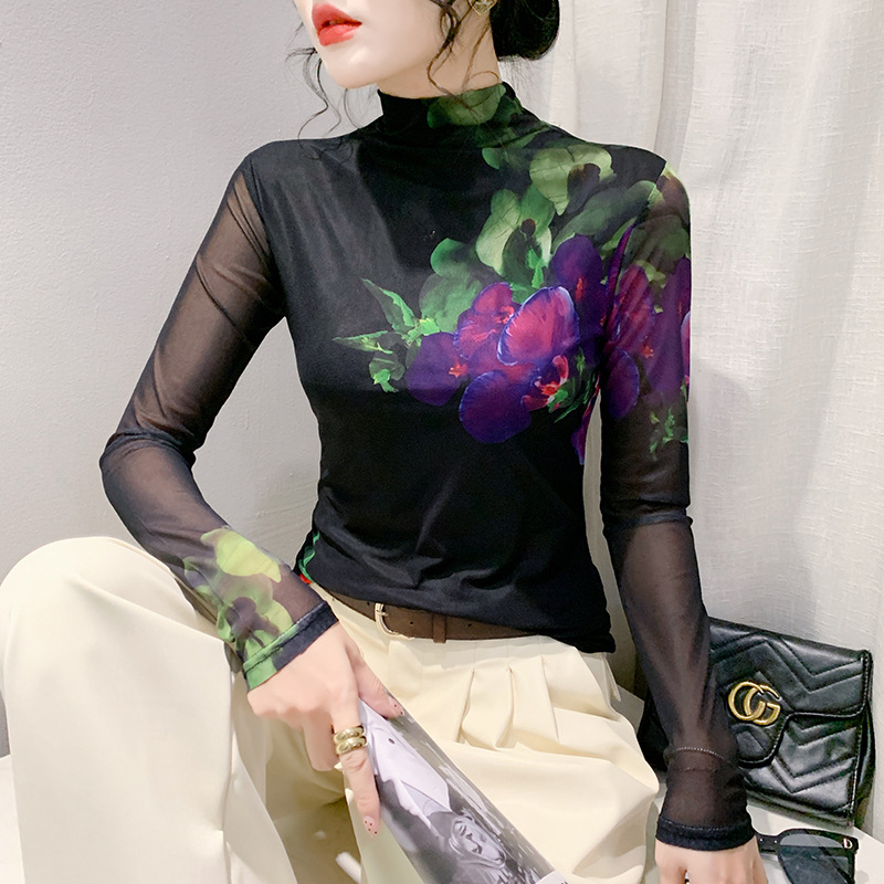 2025欧美复古雪纺蕾丝荷叶小衫卡通上衣套头开衫舒适可爱撞色亮片