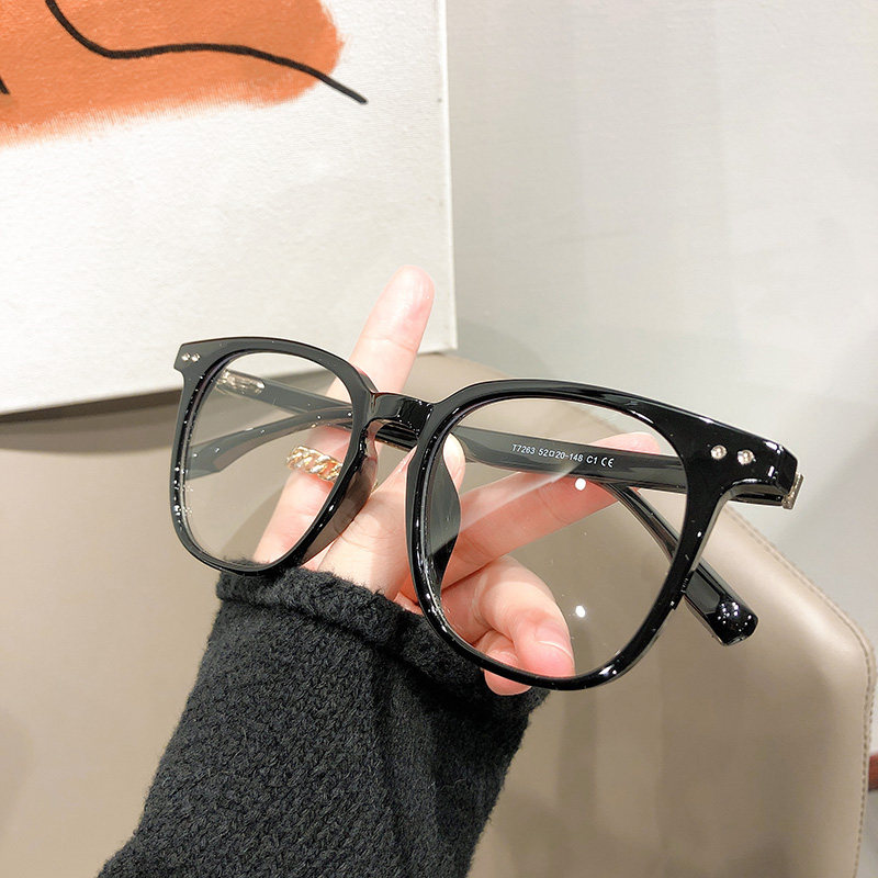 网红款素颜神器近视眼镜铆钉可配度数散光方形眼镜架男女7263