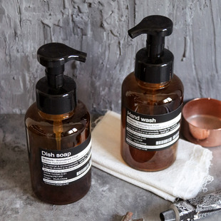 ins北欧风玻璃起泡按压瓶 慕斯洗手液清洁发泡打泡器空泡沫瓶替换