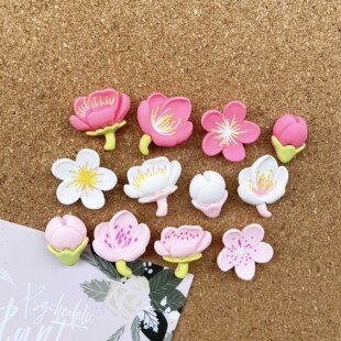 12个/套 粉嫩樱花花苞花朵造型图钉 毛毡软木板创意墙面装饰按钉