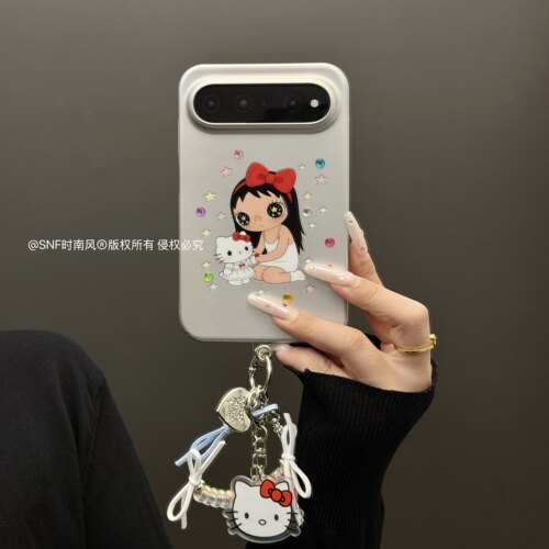 可爱猫咪和小玉女适用华为puraxview手机壳PuraXView阔直板Pura80/70pro全包mate80/70/60/50/40pro手链挂件