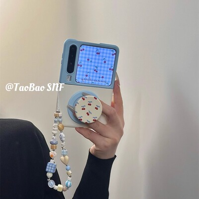 拼色磁吸樱桃支架适用Pura X华为Pocket2手机壳小米MIXFlip2折叠FindN3Flip三星Zflip6/5手链nova女荣耀VFlip