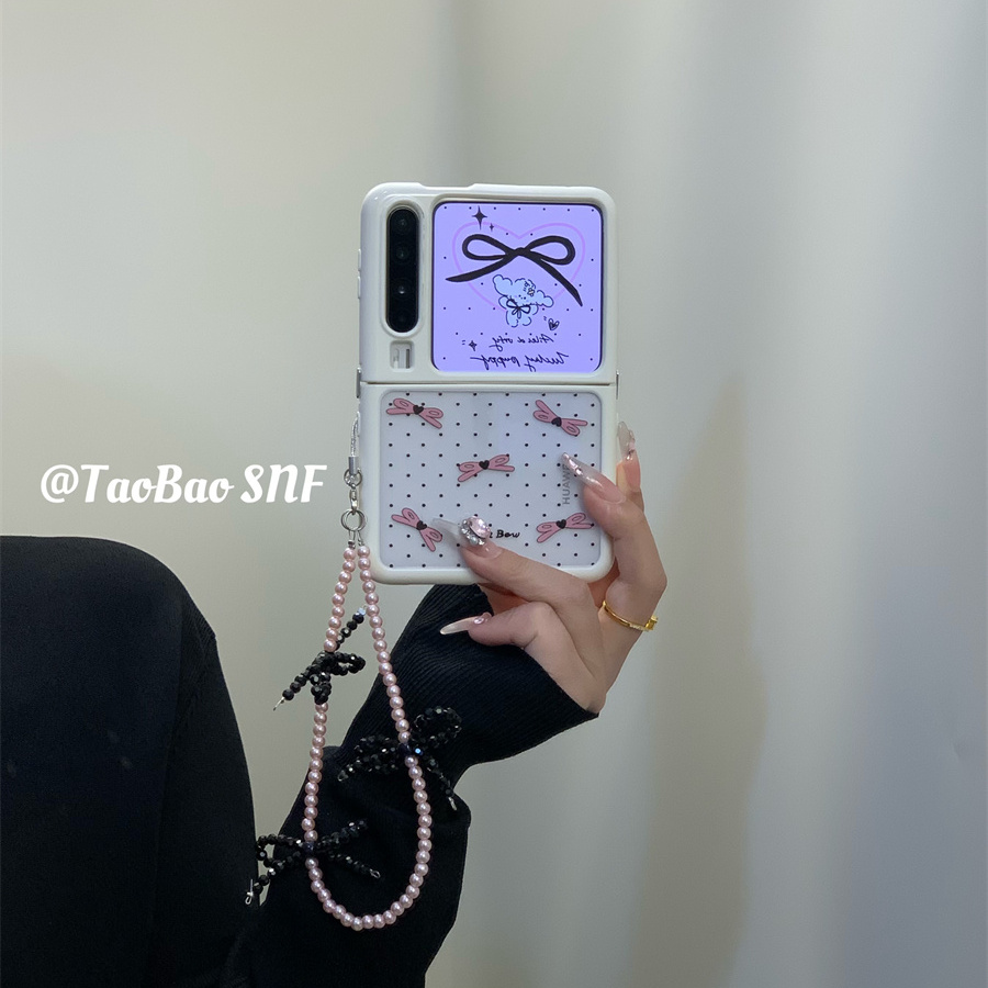 ins波点蝴蝶结适用Pura X华为Pocket 2手机壳小米MIXFlip2折叠FindN3Flip三星Zflip7/6/5novaFlipS荣耀VFlip2