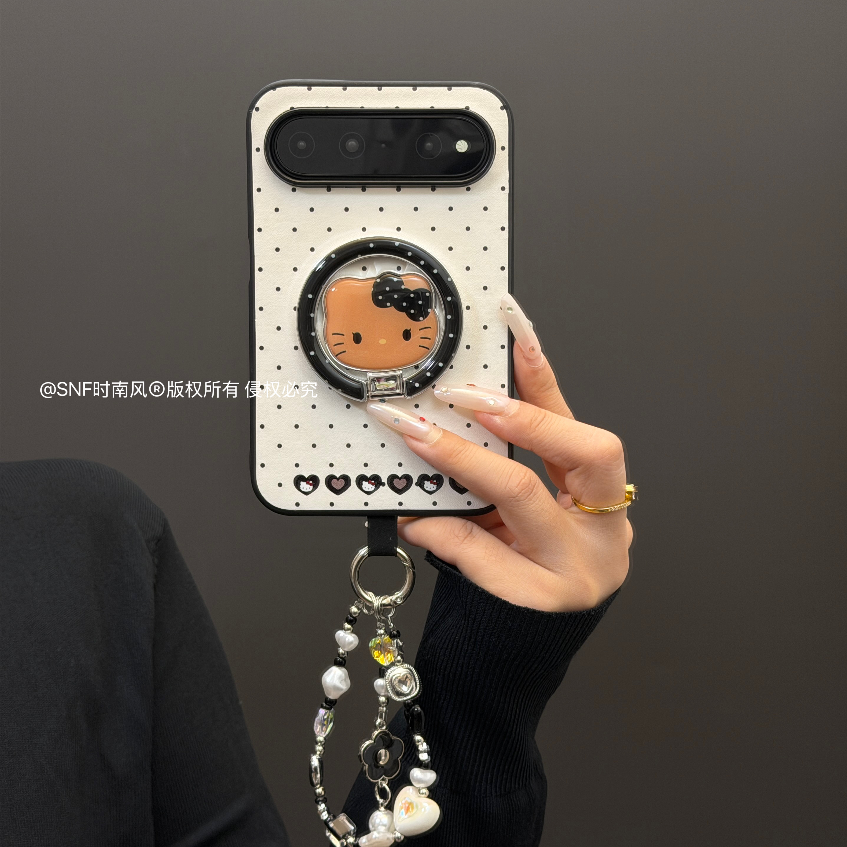 ins皮质波点爱心猫咪磁吸支架适用华为puraxview手机壳Pura X View全包阔直板高级感防摔保护手链少女心秋冬