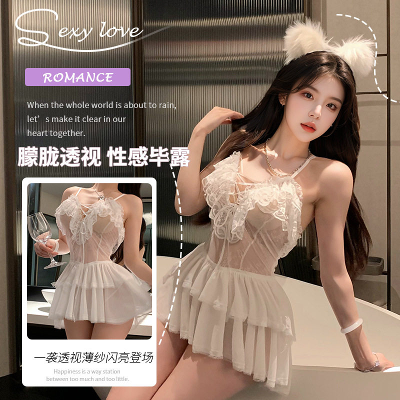 性感睡衣女款纯欲诱惑套装qqny内衣情调趣味火辣吊带睡裙蕾丝薄纱