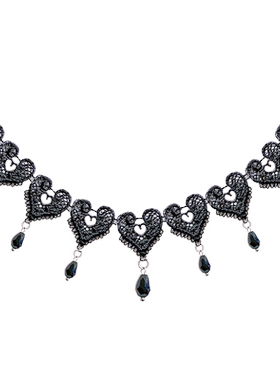 独特小众性感夸张黑色蕾丝项链