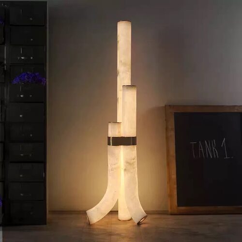 西班牙天然云石落地灯设计师售楼处样板房客厅节节高别墅落地灯具