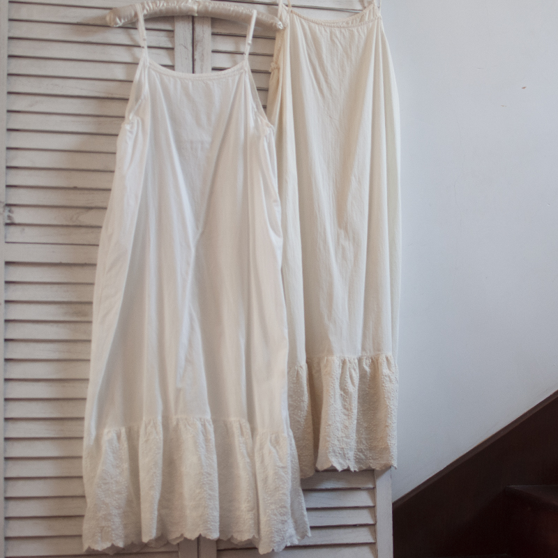 宽松叠穿刺绣打底薄棉夏季日系