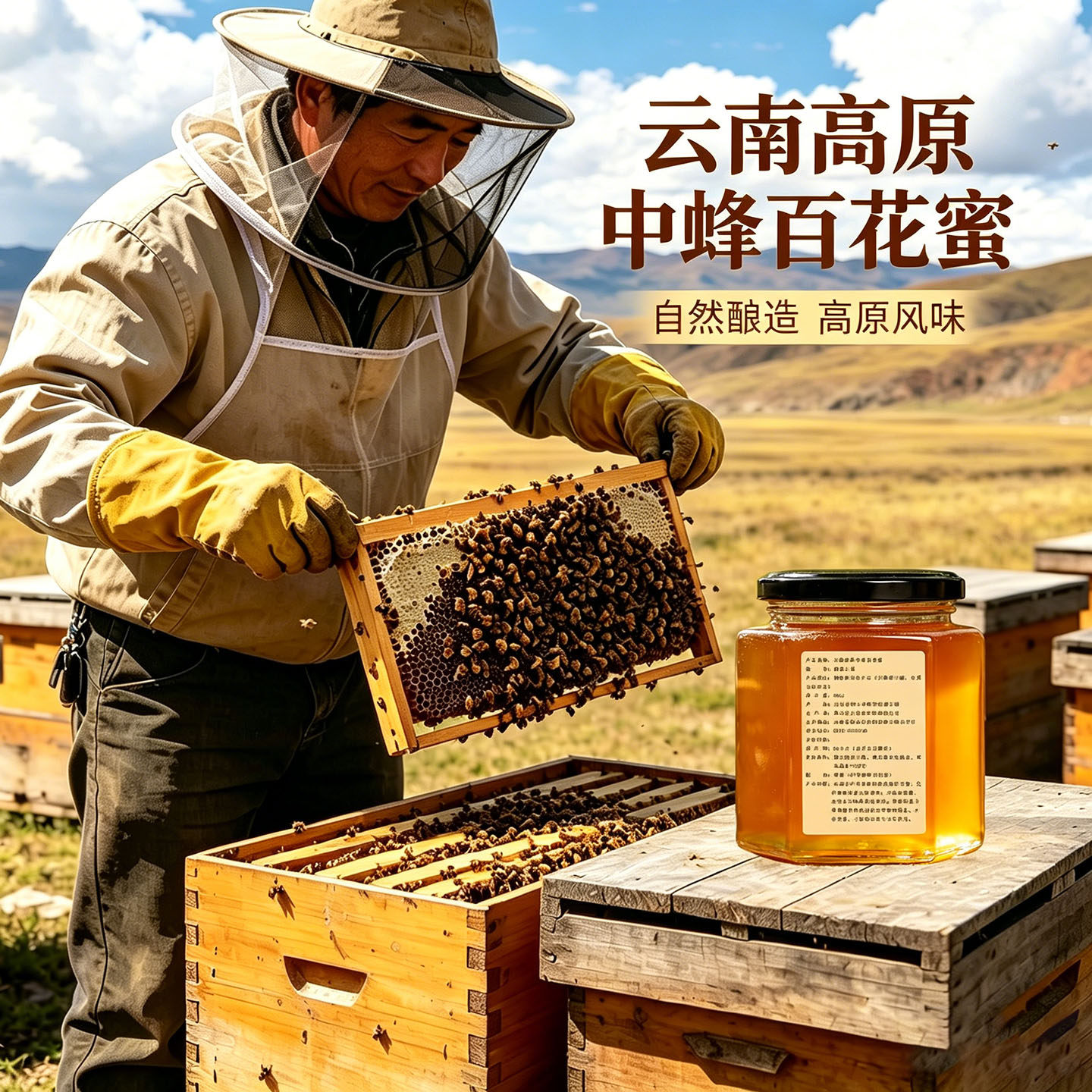 云南深山高原中蜂蜜土蜂蜜农家自产百花蜜生态成熟无添加蜜香浓郁
