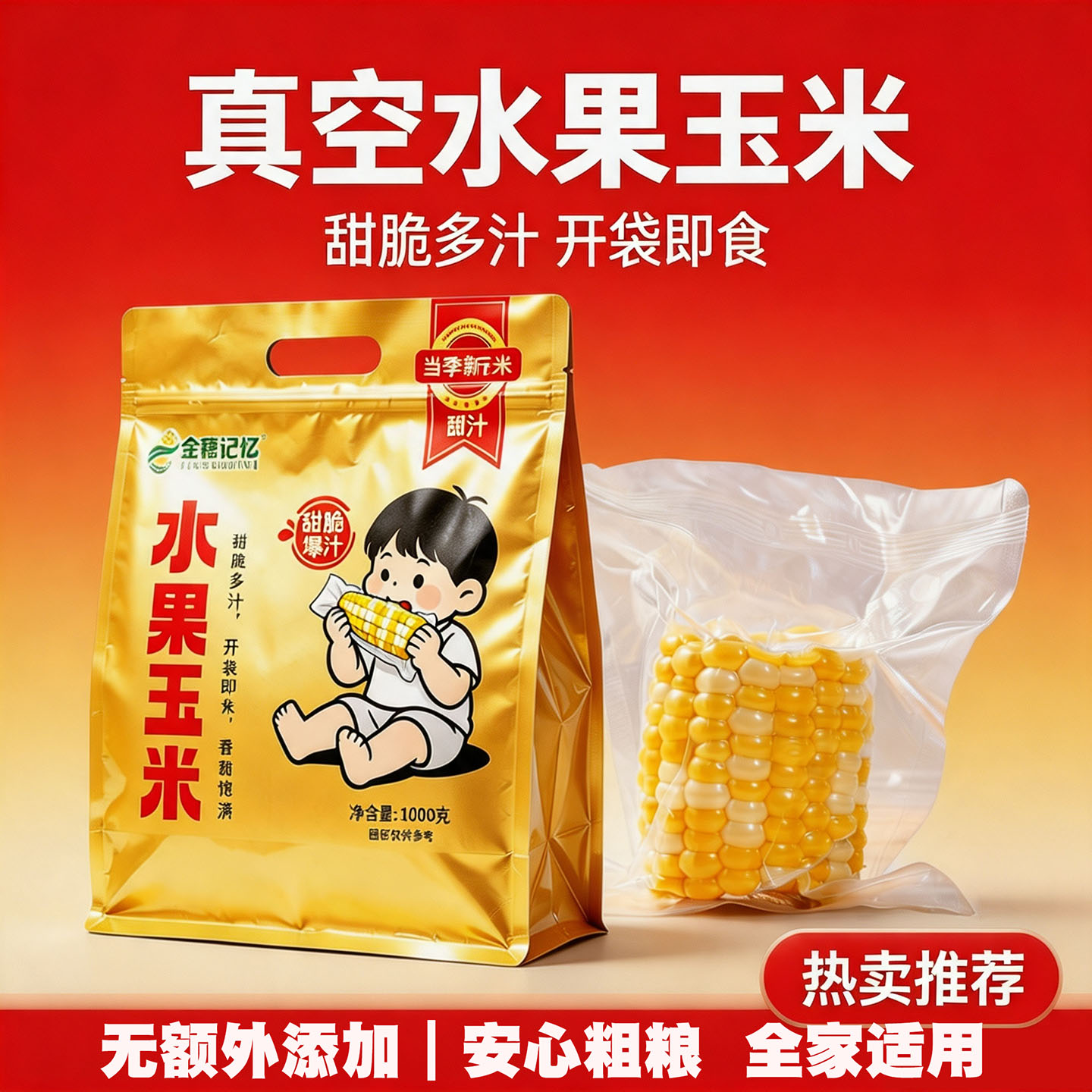 云南真空水果甜玉米段开袋即食免煮学生早餐低脂粗粮代餐脆甜爆汁